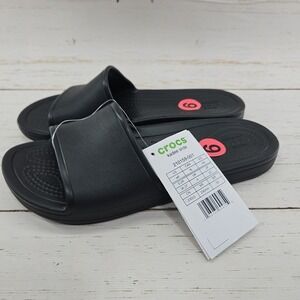 Crocs Iconic Kadee Slide Womens Size‎ 6 Black Single Band Sandals 210159-001